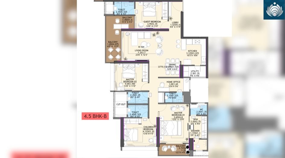 Ganga-Platinum-Floor-Plan-4.5BHK-1950 sqft